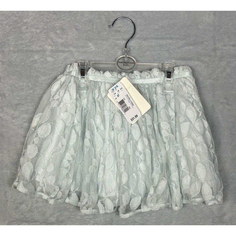 Karadashian Kids Baby Girls Size 3T Light Blue Lace Tulle Skirt